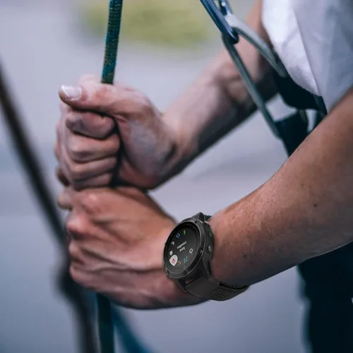 Vista 6 de Bandas elásticas de nailon ajustables compatibles con Garmin Fenix 5/Fenix 5plus/Fenix 6/Fenix 6pro/Forerunner 935, banda de repuesto transpirable