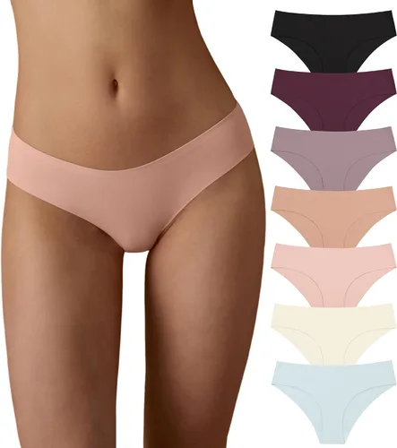 Vista 17 de SHARICCA Bragas de Bikini sin Costuras para Mujer, de Corte Descarado, Invisibles, Transpirables, Suave, Elásticas, Ropa Interior, Paquete Múltiple
