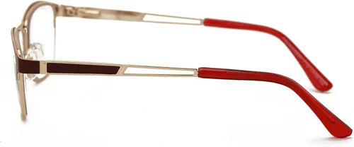 Vista 4 de Metal de las mujeres ninguna línea progresiva lente clara trifocal gafas de lectura con la capa antirreflectante Granate