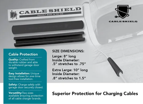 Vista 3 de Protector de cable EV, protector de cable para puerta de garaje, fabricado en EE. UU., proporciona una protección duradera para tu cable de carga