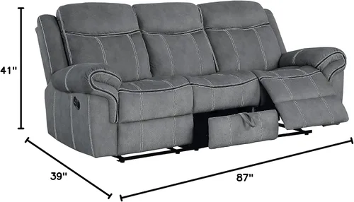 Vista 2 de Elountik Zubaida - Sofá reclinable de 3 plazas con consola y base de carga USB, sofá reclinable con cajón de almacenamiento en la base del asiento