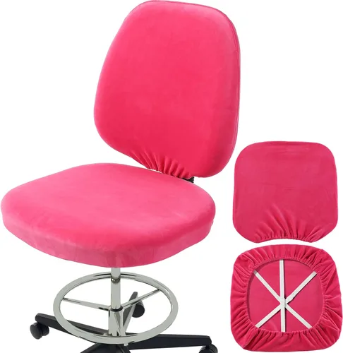 Vista 13 de BUYUE Funda para Silla de Oficina de Trabajo, Terciopelo Súper Suave Elástico Lavable para Silla de Escritorio de Computadora sin Brazos Funda Negro