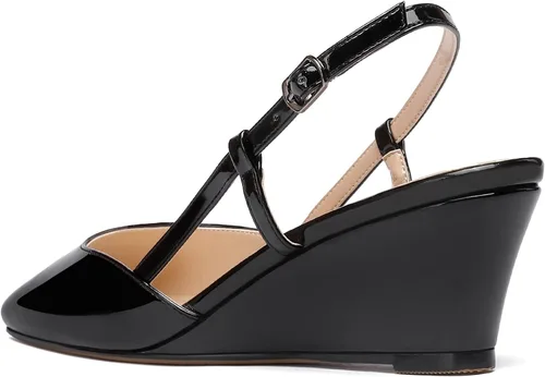 Vista 7 de WAYDERNS Zapatos de tacón bajo de cuña con hebilla sólida y puntera cuadrada para mujer de 2 pulgadas