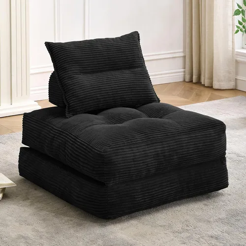 Vista 11 de MONVANE Sofá cama plegable, silla convertible 3 en 1, futón plegable con almohada, sofá individual para espacios pequeños, sala de estar, habitación