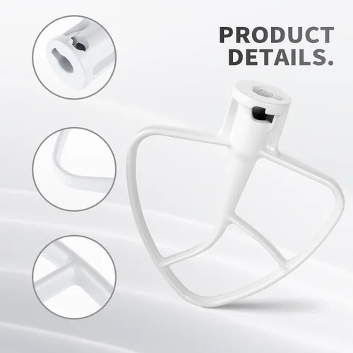 Vista 4 de Batidor plano revestido K45B de repuesto para batidora de pie Kitchenaid, compatible con mezclador de soporte de cabeza inclinable de 4.5 cuartos