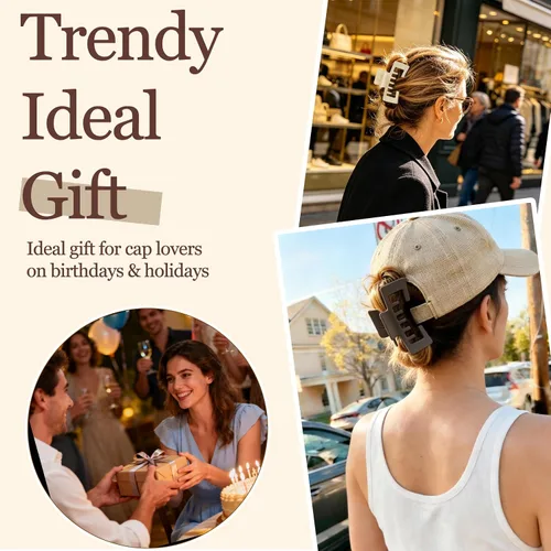 Vista 7 de Sunolga Pinzas de garra para gorras de béisbol, 4 pinzas para el cabello grandes para sombrero de camionero para mujer, pinzas antideslizantes