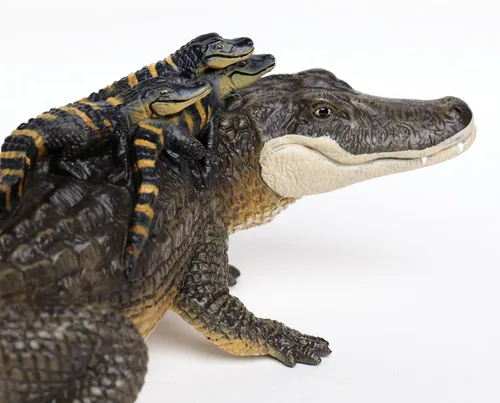 Vista 3 de Safari Ltd. Figura de cocodrilo con bebés, figura detallada de plástico de 12 pulgadas, divertido juguete educativo para niños, niñas y niños a