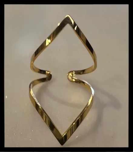Vista 3 de Diseño original chapado en oro de 18 quilates joyería de acero inoxidable nuevo en anillo abierto de color dorado cónico geométrico para mujeres