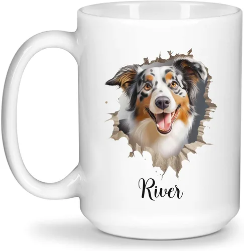 Vista 14 de Tazas de café con nombre personalizado único y emocionado Chihuahua rompió la pared, tazas de café personalizadas para perros, regalo para niños