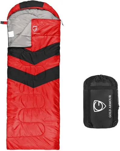 Vista 10 de Gold Armour Sacos de dormir para adultos, niños, niñas, mochileros, senderismo, campamento, clima frío y cálido 4 estaciones, uso en interiores