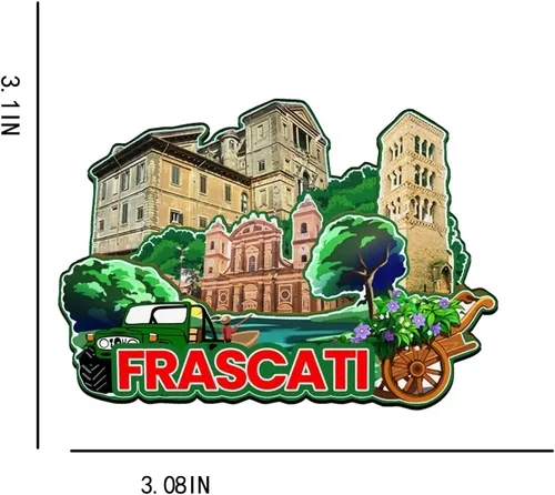 Vista 3 de Frascati Lazio Italia imán de nevera de madera 3D monumentos de viaje coleccionables recuerdos decoración hecha a mano -2468