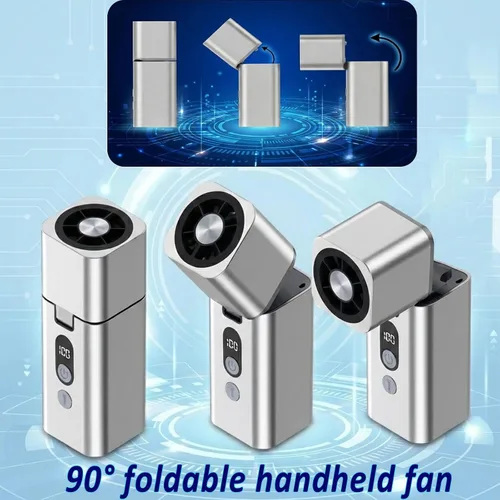 Vista 8 de Mini ventilador de mano de metal portátil 1-100 velocidad 15000RPM con Plata