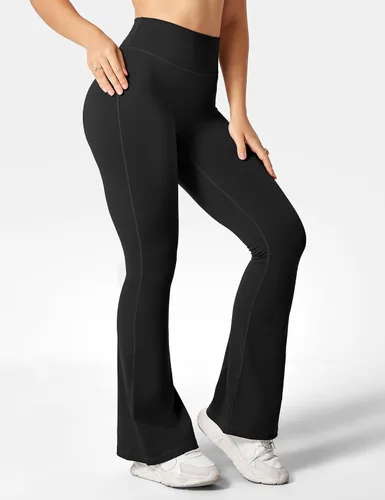Vista 4 de YEOREO Leggings acampanados para mujer, pantalones de yoga Lynnie Bell Bottom de cintura alta, control de abdomen, leggings de entrenamiento