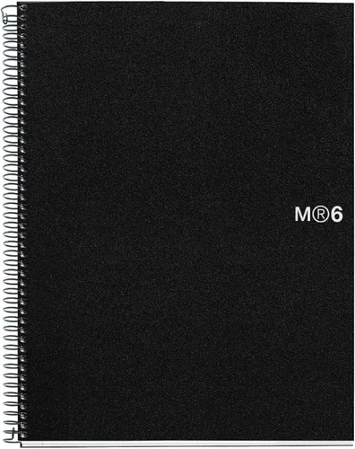 Vista 2 de Libreta de rayas Miquelrius de 8,5 X11 con 6 divisiones, Negro