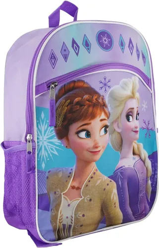 Vista 4 de Disney Mochila para niños, mochilas con licencia oficial para niños personalizadas y no personalizadas, Mochila personalizada Frozen Sisters