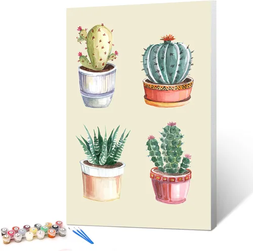 Vista 15 de Ginkko Kit de pintura por números para adultos, principiantes y niños de 8 a 12 años con marco de madera, fácil acrílico sobre lienzo de 8 x 12