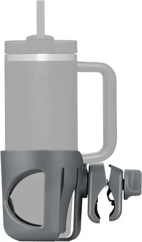 Vista 10 de Universal Cup Holder for Stroller, Bike, Scooter & Wheelchair – Compatible with Stanley, Hydroflask, Yeti, Owala – 360° Rotating, Anti-Shake, Spill