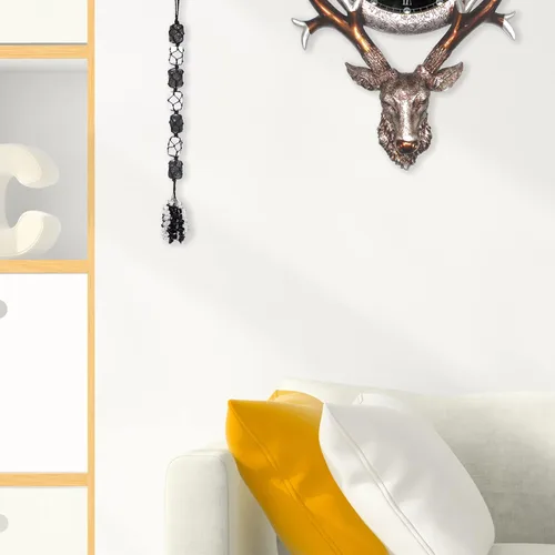 Vista 3 de mookaitedecor Adorno colgante de turmalina negra y cristal de selenita con borlas de piedras chip Feng Shui para colgar en el automóvil, decoración