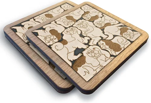 Vista 28 de Posavasos de Rompecabezas de Madera con Perro American Pit Bull Terrier - Regalo Único para Amantes de Perros Pitbull, Posavasos de Rompecabezas