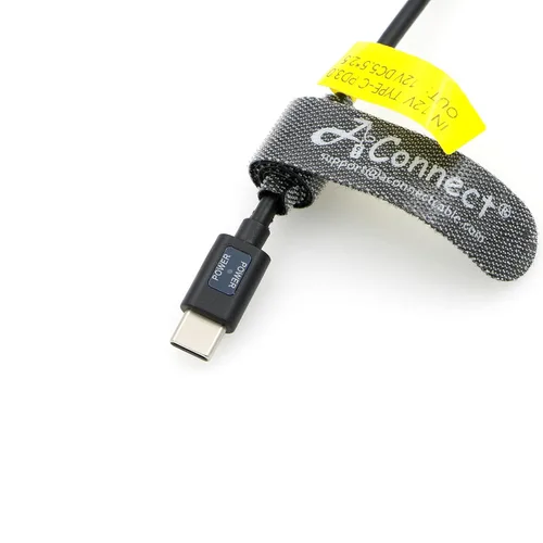 Vista 2 de Cable de alimentación tipo C de ángulo recto macho de 12 V PD a CC de 0.217 x 0.098 in con indicador de alimentación para monitores LCD KiPRO