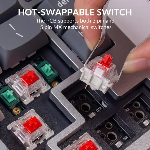 Vista 2 de Keychron Q2 - Versión de perilla de teclado mecánico con cable 65 de diseño QMKVIA macro programable con interruptor rojo Gateron G Pro de doble