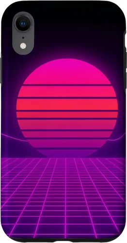 Vista 25 de Funda con diseño estético para iPhone 16 Retrowave Synthwave de los años 80 y 90