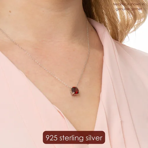 Vista 3 de Nicole Miller Collar de piedra natal de 3 quilates de corte cojín para mujer, collares con colgante de plata de ley 925, cadena ajustable de 18