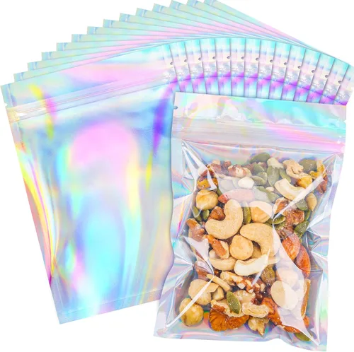 Vista 7 de NPLUX - Bolsas holográficas de Mylar resellables para embalaje y más, bolsas resellables para pequeñas empresas (paquete de 50, 5.5 x 8 pulgadas)