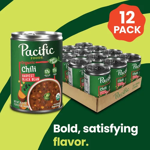 Vista 3 de Pacific Foods Organic Harvest - Chile de frijoles negros, a base de plantas, lata de 16.5 onzas (caja de 12)