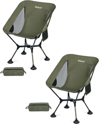 Vista 17 de WildCall - Silla de camping plegable y ligera, marco de instalación rápida with Anti-Sinking Large Feet Compact Beach Chair Backpacking Hiking