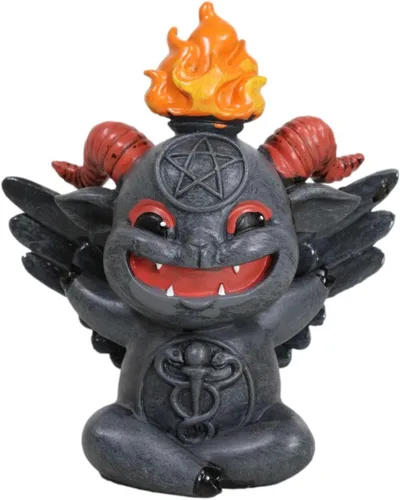 Vista 9 de Ebros Gift Sabbatic Baby Goat Idol Baphomet Spawn Baphy con círculo de pentagrama Chibi, figura Wicca Oculto Illuminati coleccionable