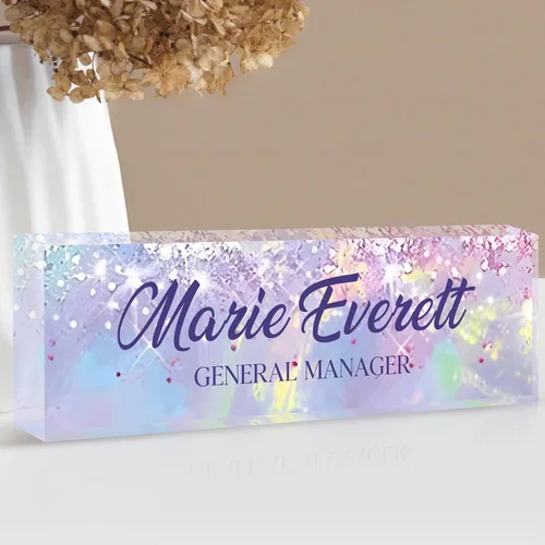 Vista 32 de Placa de identificación acrílica personalizada personalizada Accesorios de escritorio de oficina (A-azul dorado)