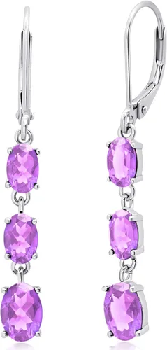 Vista 10 de 925 Sterling Silver Simulated Gemstone Dangle Earrings for Women