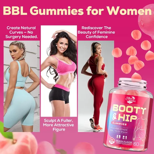 Vista 7 de Gomitas Booty para Mujeres - Gomitas BBL con Péptidos de Colágeno Bovino - Mezcla Herbal con Aguaje, Fenogreco, Kwao Krua, Yam Silvestre, Cardo