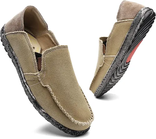 Vista 8 de Zapatos de lona sin cordones, antideslizantes, informales, planos, para exteriores, mocasines casuales para hombre de JAMONWU