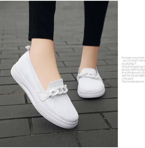 Vista 5 de Zapatos anchos de punta redonda para mujer, transpirables, ligeros, para mujeres mayores, para caminar, enfermera, trabajo, zapatos planos sin