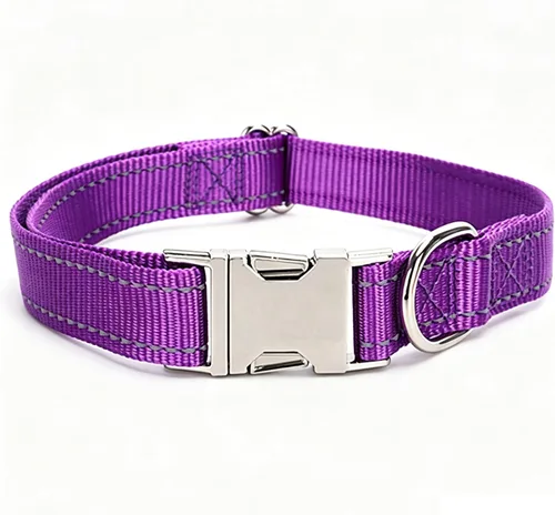Vista 13 de Love Dream Collar reflectante para perro con hebilla de metal, collar de nailon ajustable de seguridad con hebilla de liberación rápida resistente