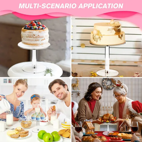 Vista 4 de WILLSIN Soporte de tarta acrílico, soportes de tarta redondos para mesa de postres, soporte de cupcakes transparente para fiesta de cumpleaños