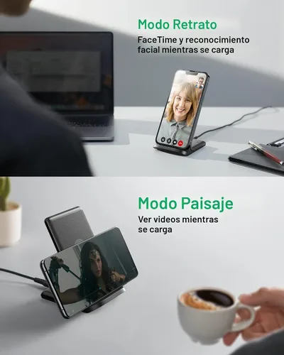 Vista 7 de INIU Cargador inalámbrico, estación de carga rápida Qi certificada de 15 W con luz adaptativa amigable para el sueño compatible con iPhone 17 16 15