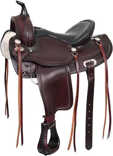 Vista 10 de HILASON Western Horse Draft Trail Pleasure American Leather Saddle Brown Negro