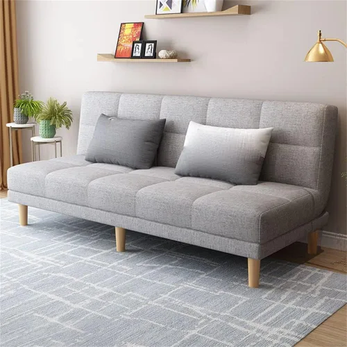Vista 10 de LAKIQ Sofá cama moderno de mezcla de lino, futón para sala de estar, dormitorio, sofá cama convertible de espuma viscoelástica, sofá cama de día