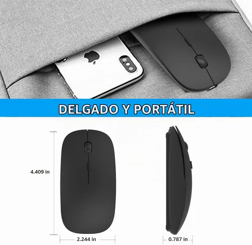 Vista 4 de PEIBO Mouse Inalámbrico Bluetooth para Laptop, Mac, MacBook, iPad, MacBook Air, MacBook Pro, PC, Computadora de Escritorio, Windows, Chromebook Negro