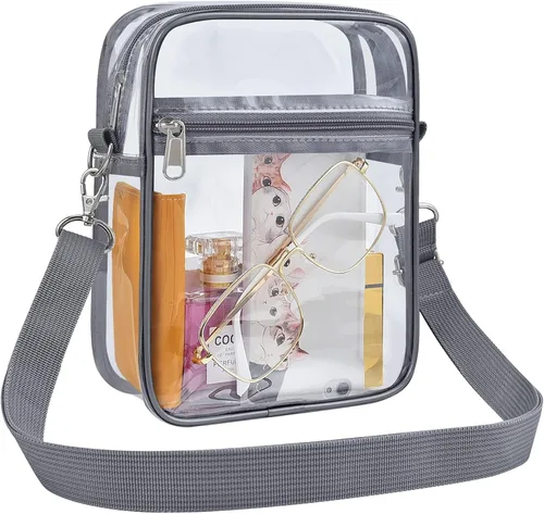 Vista 14 de Bolso transparente Slumou para eventos en estadios - Bolso pequeño, mini bolsos de mensajero para fanáticos de deportes para conciertos, trabajo