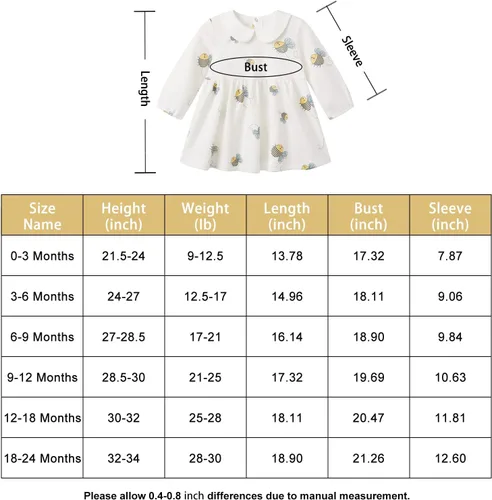 Vista 7 de pureborn Vestido para niña pequeña con Bloomer de manga corta y larga con cubierta de pañal