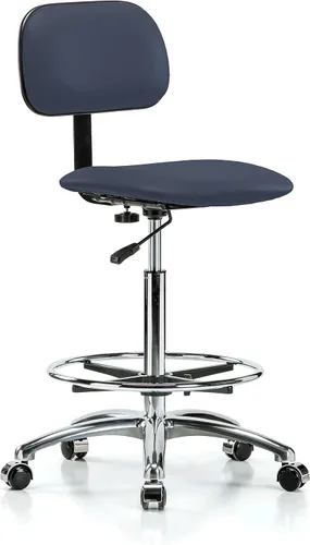 Vista 77 de Perch - Silla de laboratorio cromada con respaldo ajustable, altura del escritorio de 17 a 22 pulgadas, tela negra