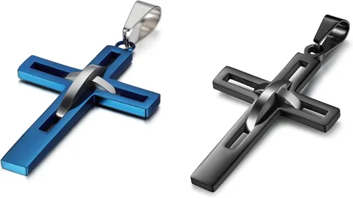 Vista 27 de OIDEA Cross Pendant Necklace for Men Women: High Polish Hollow Openwork Stainless Steel Cross Chain Mens Jewelry Gifts