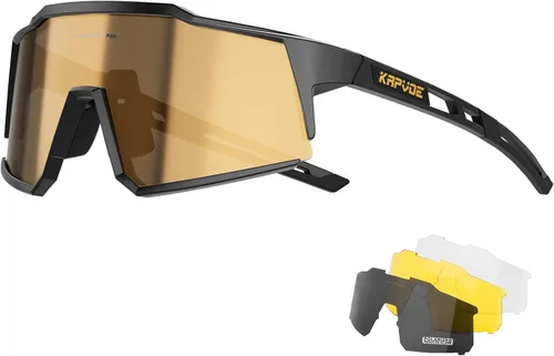 Vista 11 de KAPVOE Gafas polarizadas con 1 lente o 4 lentes de protección UV para mujeres y hombres, gafas de sol para ciclismo, marco TR90, para deportes