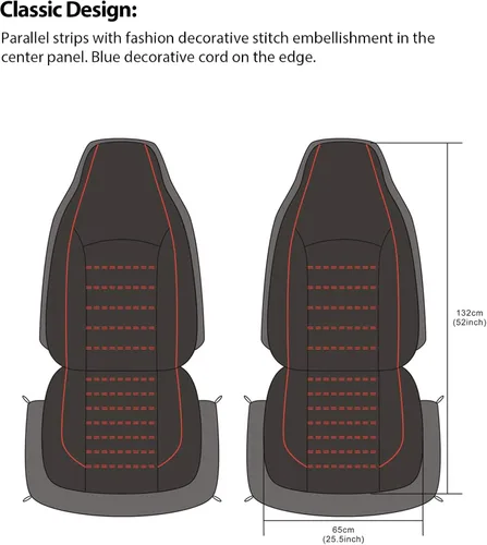 Vista 8 de TOYOUN fundas clásicas universales de cuero sintético para asiento delantero de automóvil, fundas de asiento tipo cubo de respaldo alto - Se adaptan