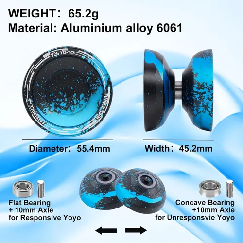 Vista 5 de FETESNICE Yoyo profesional de mariposa Y26 - Yoyo giratorio de dedo de doble modo receptivo/no responde, para niños, adultos y jugadores