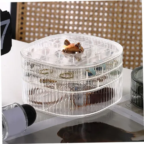 Vista 3 de Caja organizadora de joyas apilable transparente con múltiples compartimentos, contenedor de almacenamiento de joyas para aretes, collares